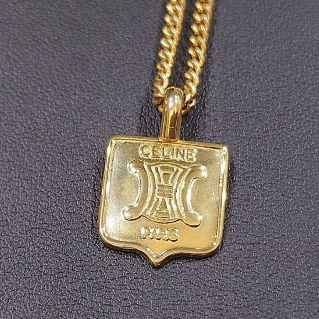 ヴィンテージ CELINE セリーヌ プレート ネックレス ブラゾン マカダム