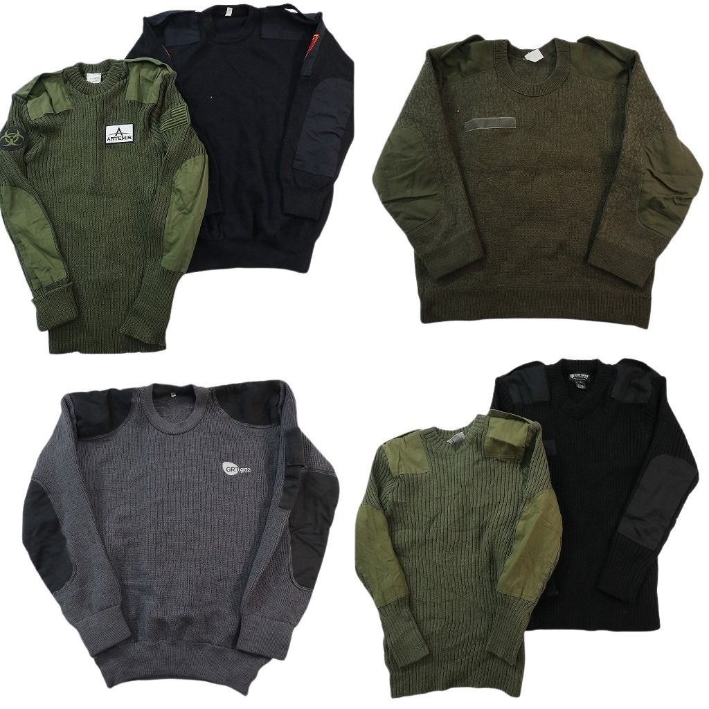 古着卸 まとめ売り ミリタリー セーター ニット 8枚セット ( メンズ S ) エルボーパッチ オリーブ ネイビー 中古 古着 NF3359 古着卸 まとめ売り 実物民間MIX コマンド セーター 6枚セット (メンズ