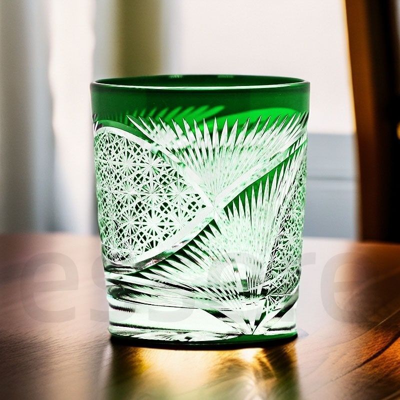 江戸切子 コップ 手彫り 水晶ガラス 260ml 日本式 ウイスキー カクテル