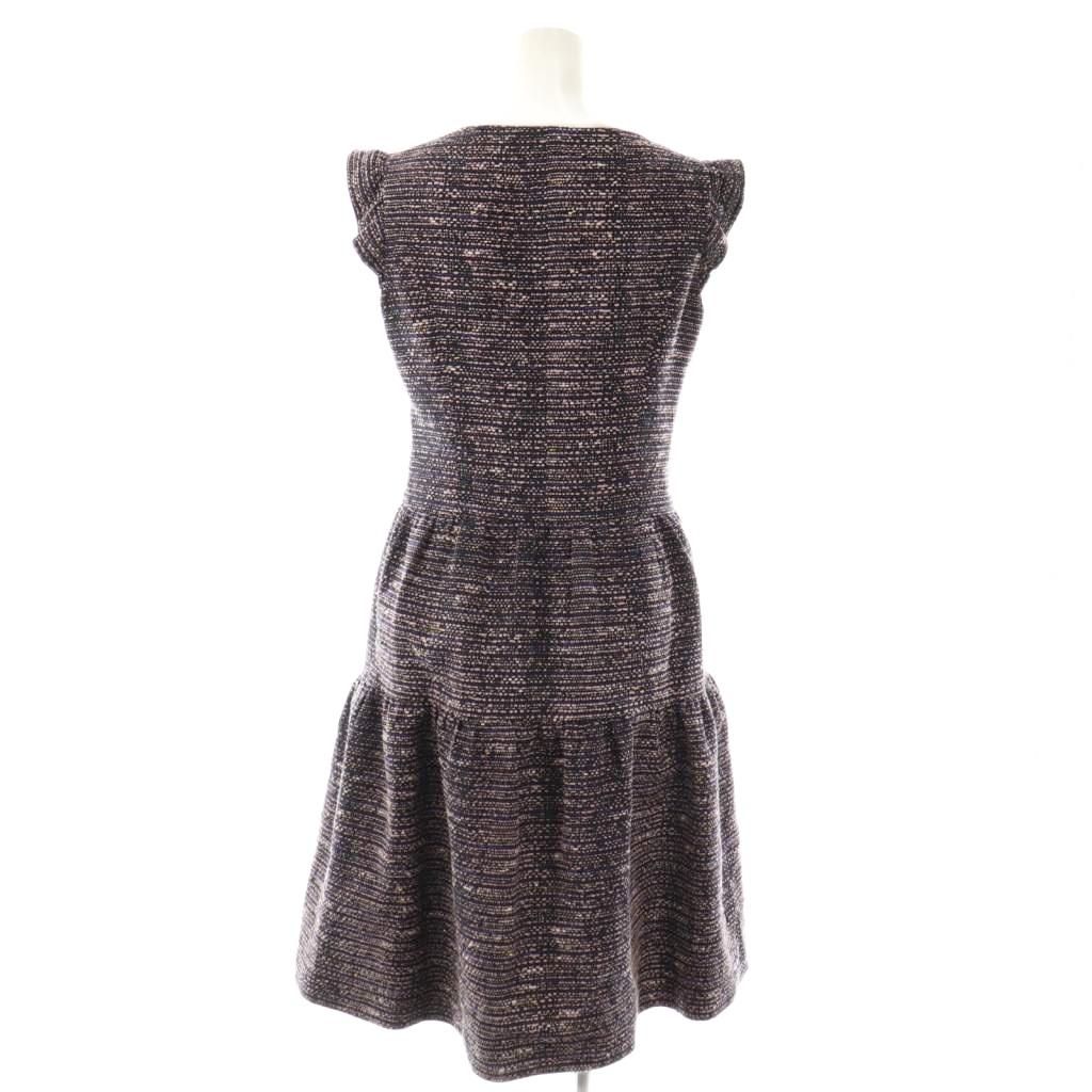 ルネ Rene ブローチ付き ジップアップ ツイードワンピース