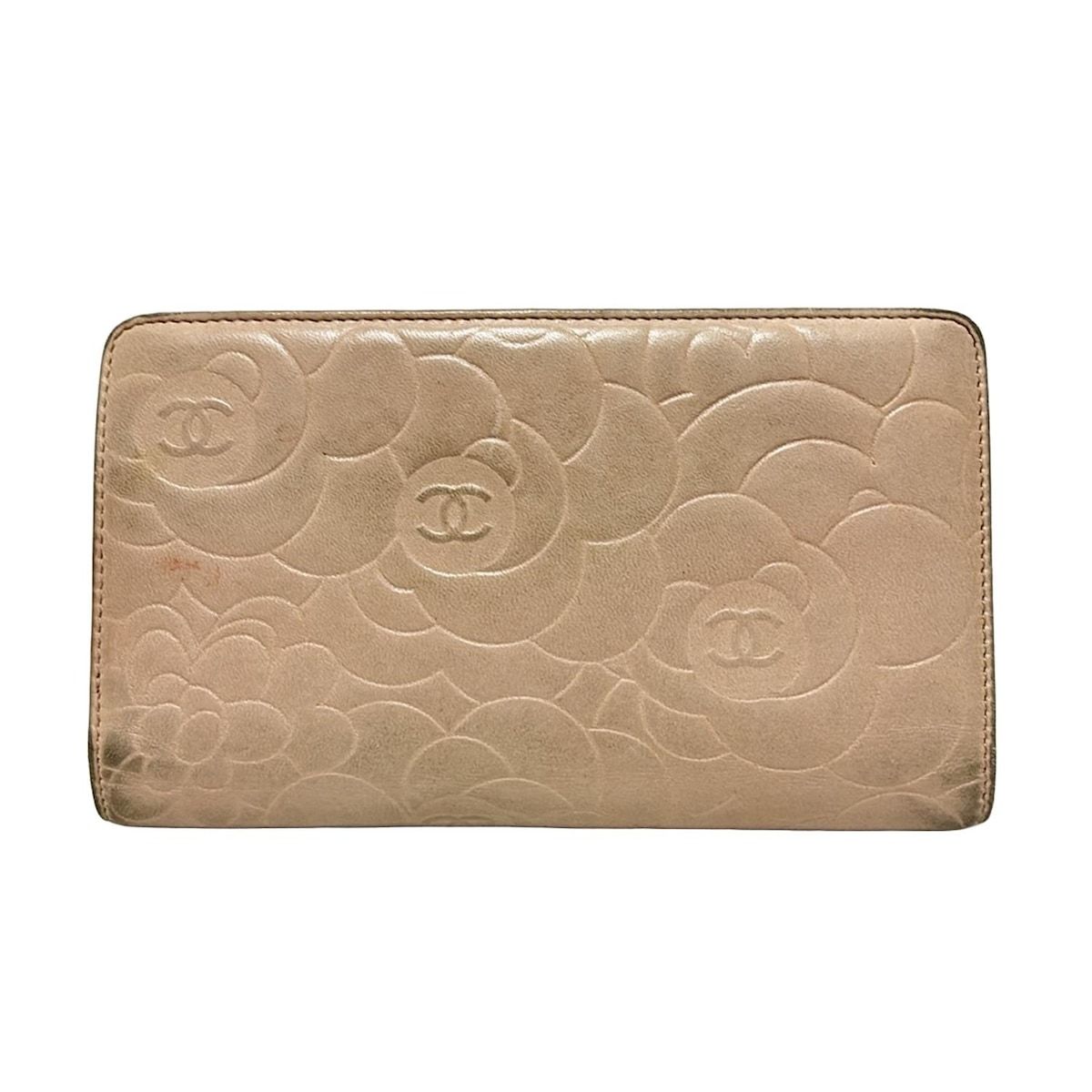 CHANEL(シャネル) 長財布 カメリア ベージュ ココマーク/シルバー金具