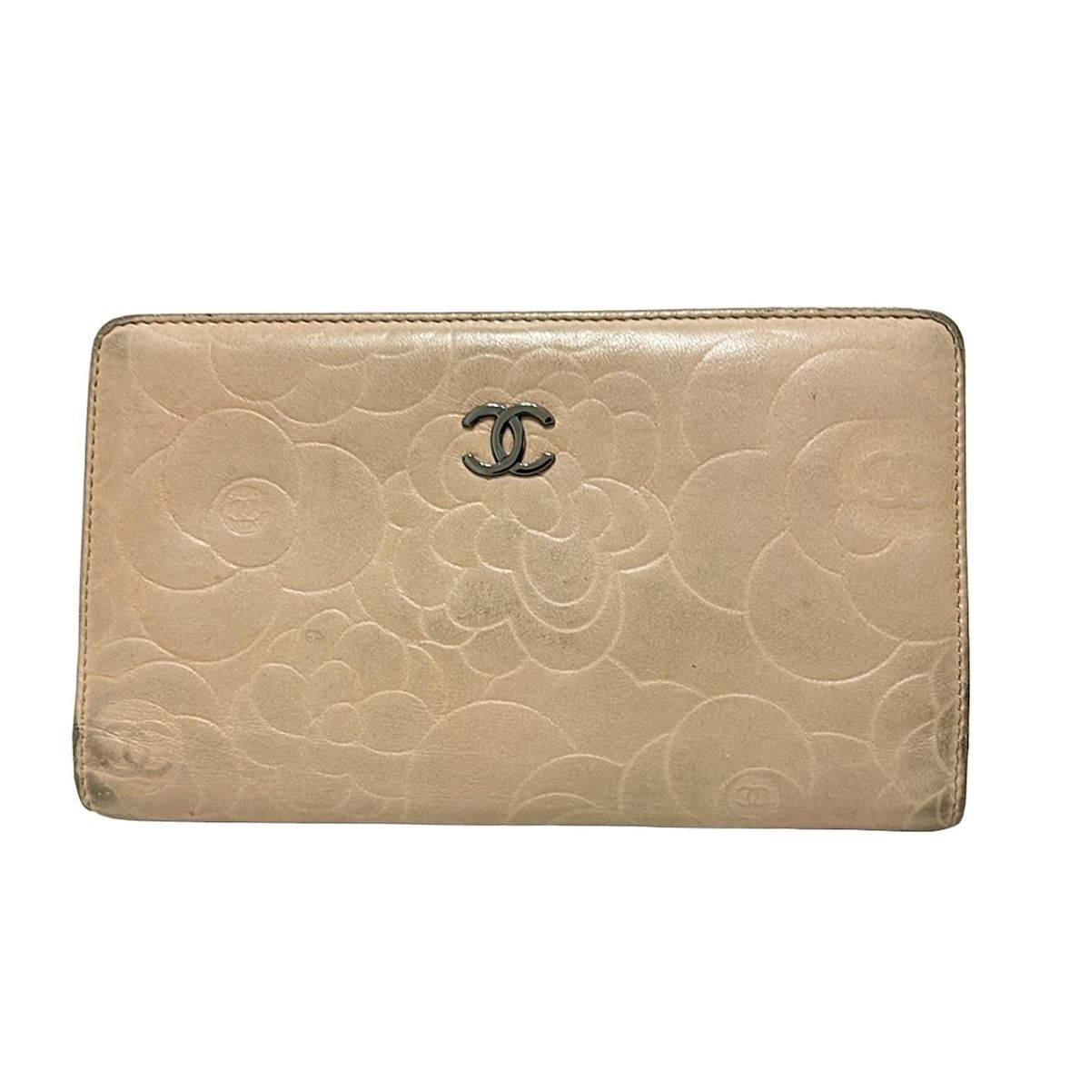 CHANEL(シャネル) 長財布 カメリア ベージュ ココマーク/シルバー金具