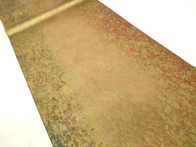 平和屋着物▽西陣織 陰山織物謹製 箔屋清兵衛 六通柄袋帯 霞文 彩紅