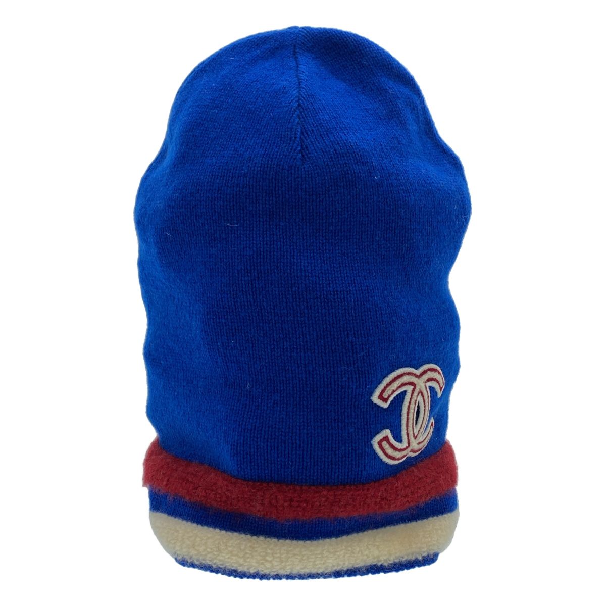 CHANEL シャネル ココマークワッペン カシミヤニットキャップ ブルー