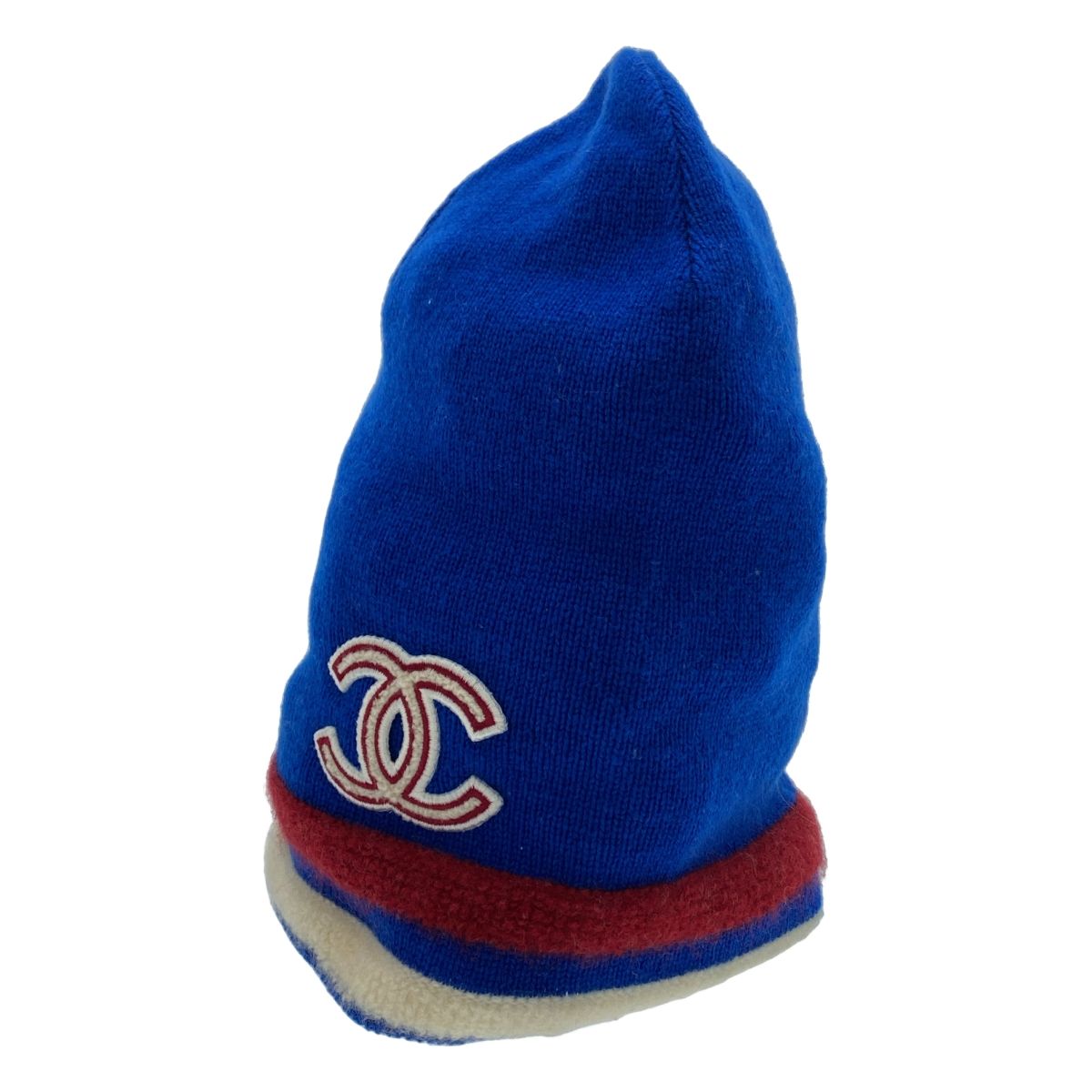 CHANEL シャネル ココマークワッペン カシミヤニットキャップ ブルー