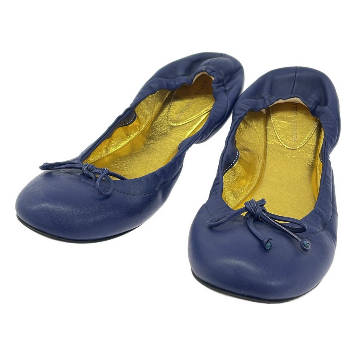 BOTTEGA VENETA ボッテガヴェネタ レザーバレエシューズ ブルー 36 
