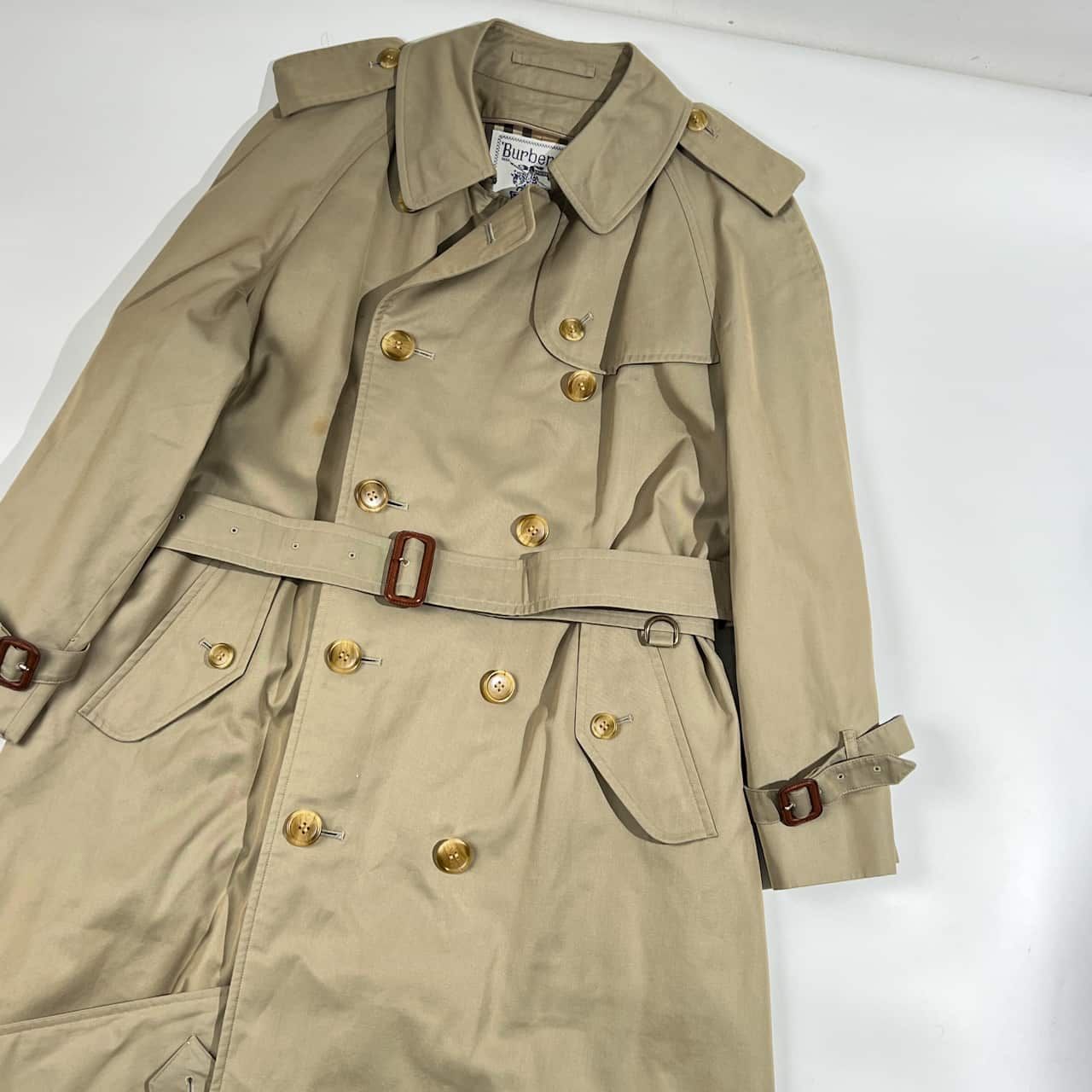 90s Burberry バーバリー ベルト付き トレンチコート 11AB3/くすみ