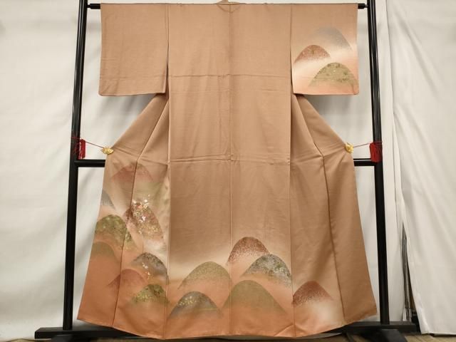 平和屋着物□訪問着 刺繍 遠山花文 暈し染め 金糸 金彩 正絹 逸品
