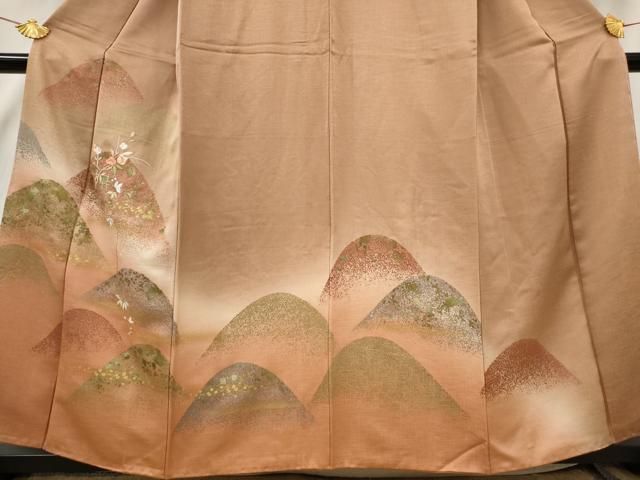 平和屋着物□訪問着 刺繍 遠山花文 暈し染め 金糸 金彩 正絹 逸品