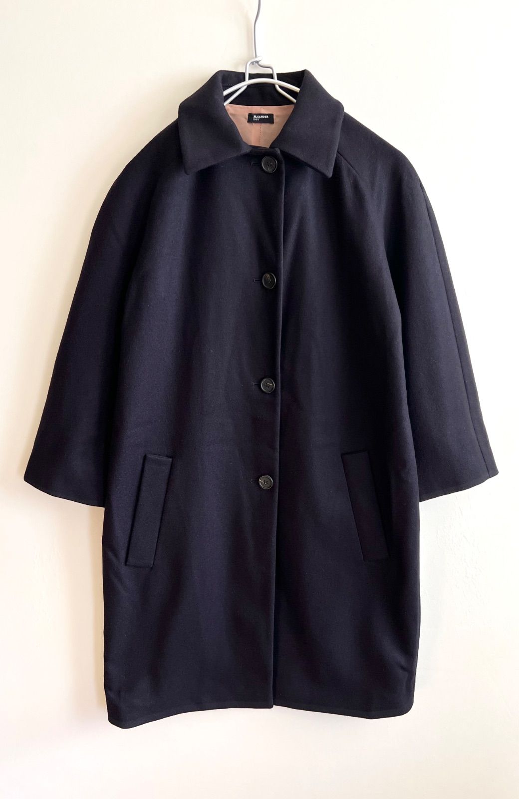 JIL SANDER NAVY ジルサンダーネイビー ウール バルマンカラーコート
