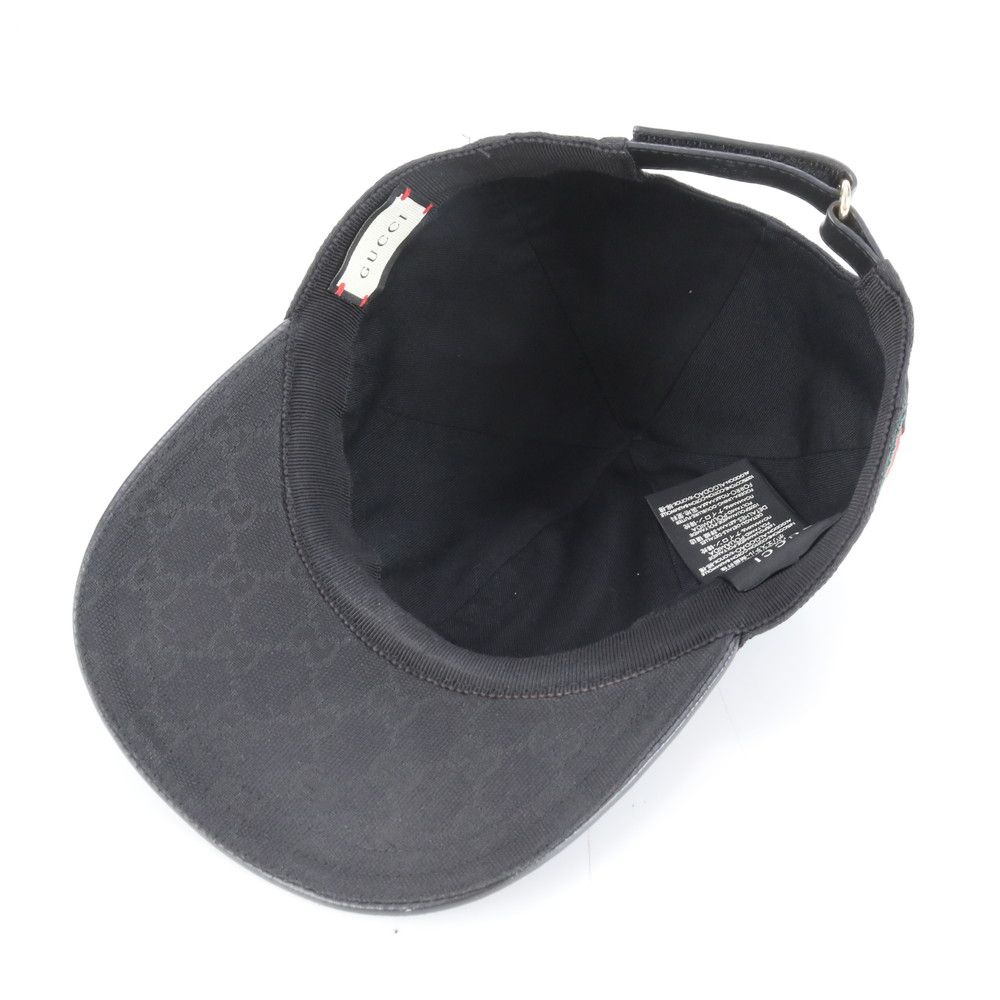極美品 グッチ GGキャンバス シェリー ライン ベースボール キャップ M