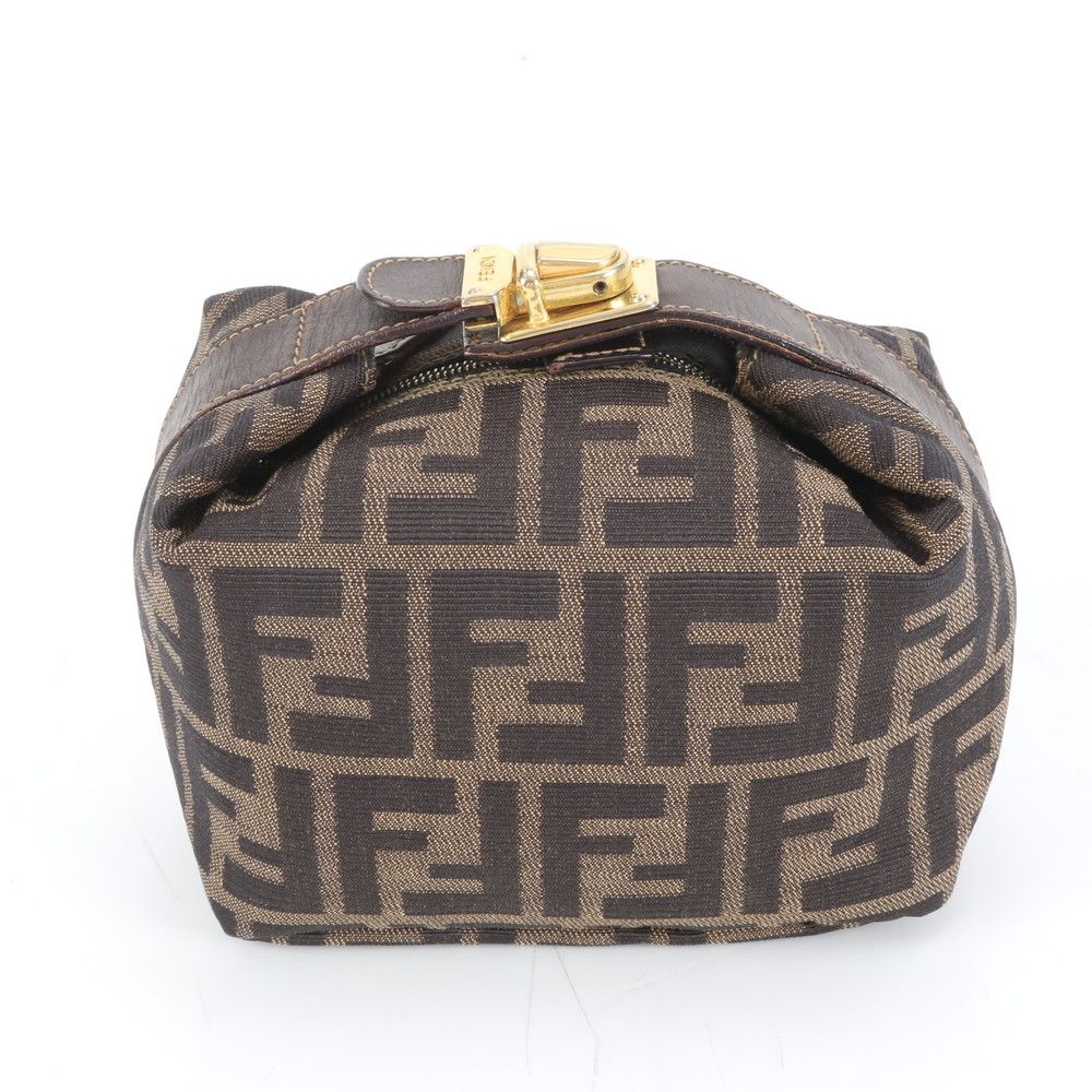 美品 フェンディ ズッカ バニティ バッグ 26360 レザー ポーチ ハンド