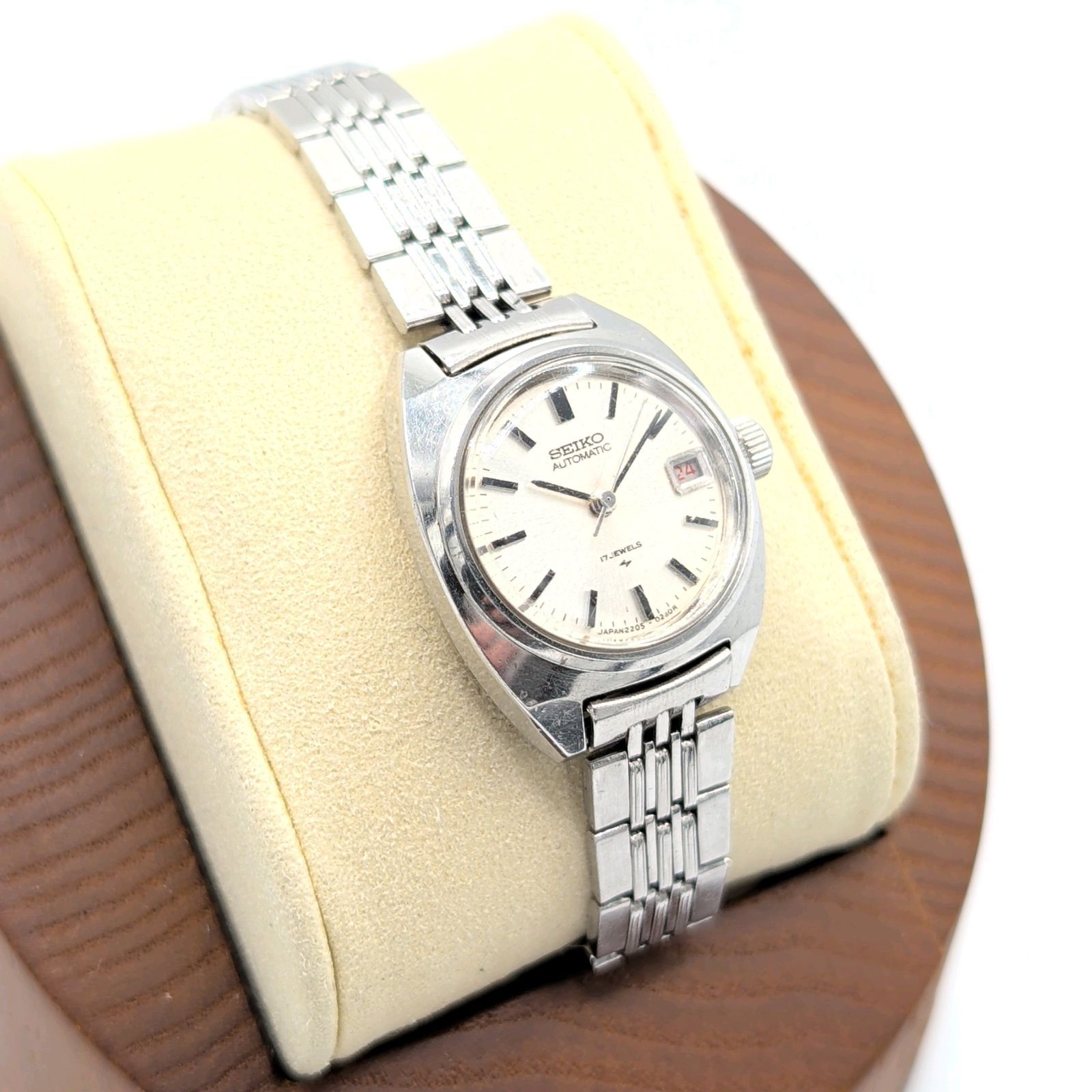 SEIKO 2205-0050 Watch Automatic Ladies Silver Round Date Y2K 00S 