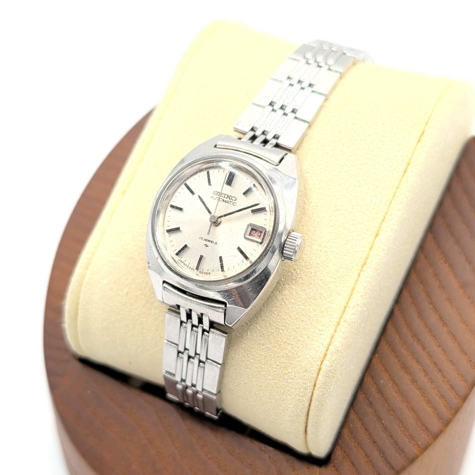 SEIKO 2205-0050 Watch Automatic Ladies Silver Round Date Y2K 00S 