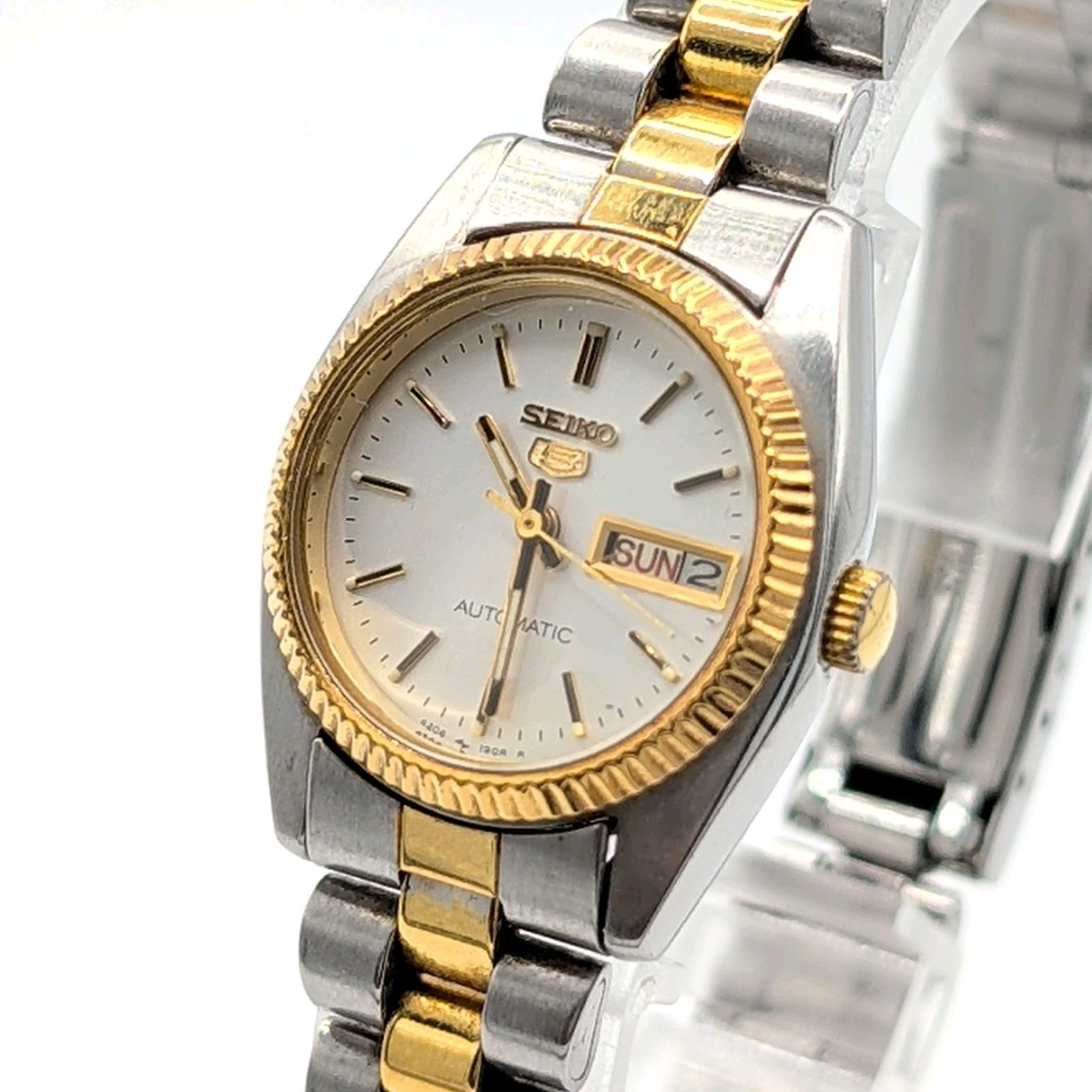 SEIKO SEIKO5 4206-0310 Watch Automatic Ladies Gold Silver Day-Date 