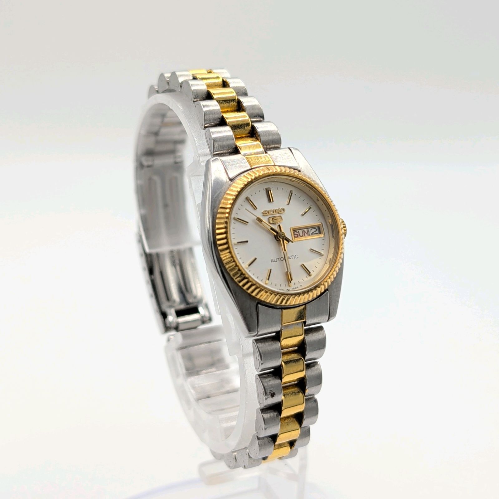 SEIKO SEIKO5 4206-0310 Watch Automatic Ladies Gold Silver Day-Date 