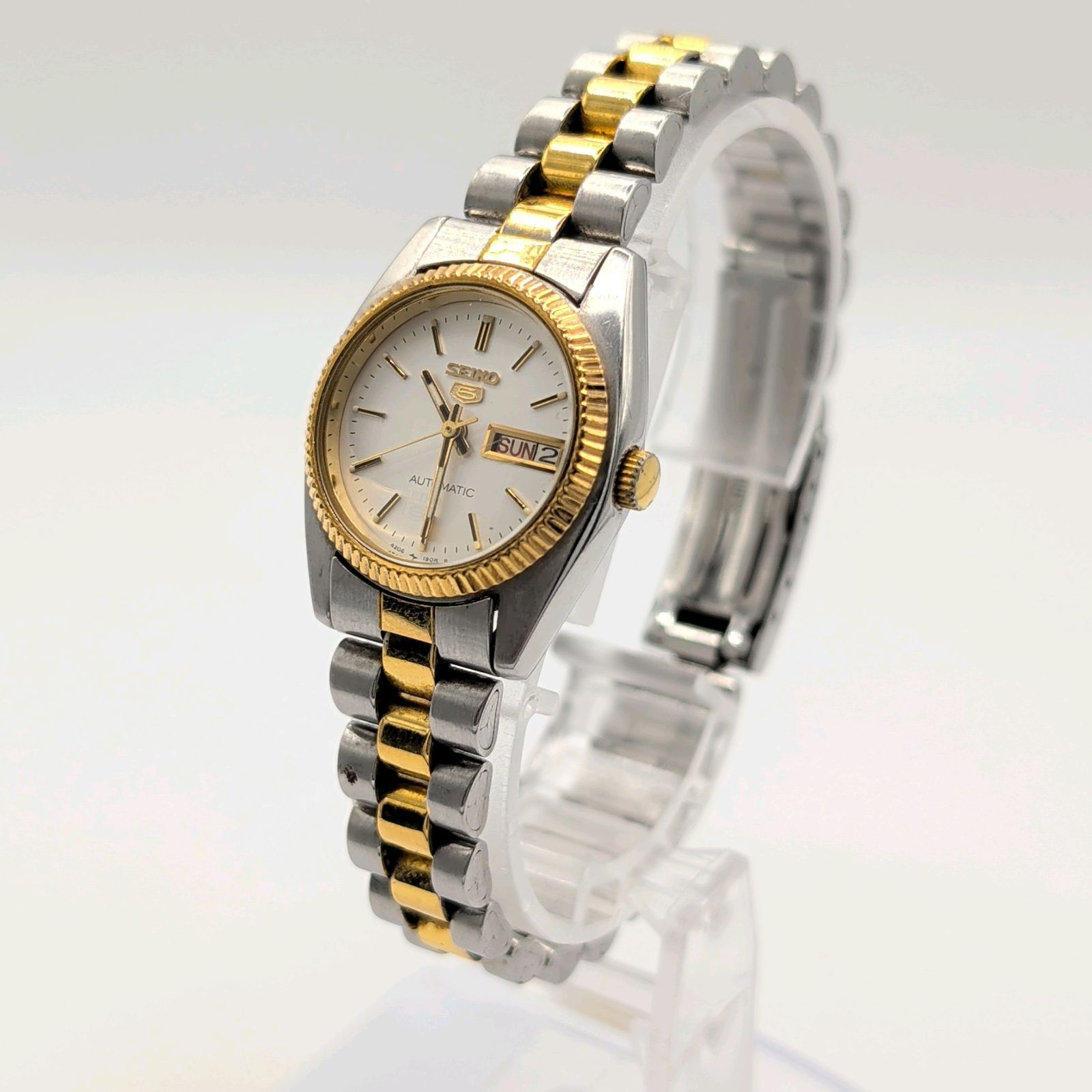 SEIKO SEIKO5 4206-0310 Watch Automatic Ladies Gold Silver Day-Date 