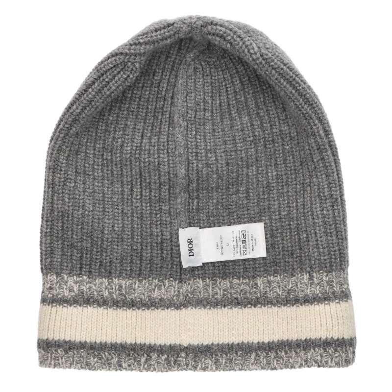 ディオール 05DWI714I007 D-White ウールカシミヤロゴビーニーニット
