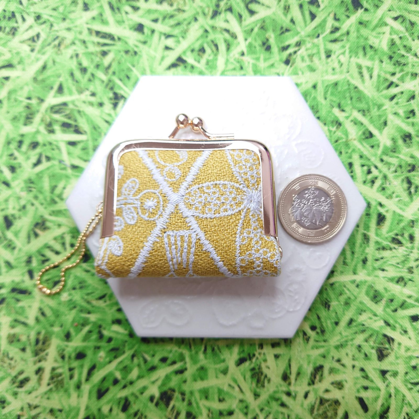 ミナペルホネン Symphony シンフォニー マスタード がま口 コインケース 小物入れ ハンドメイド - メルカリ