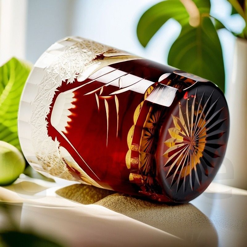 江戸切子 水晶ガラス コップ 285ml 手彫り 木箱入 ウイスキー