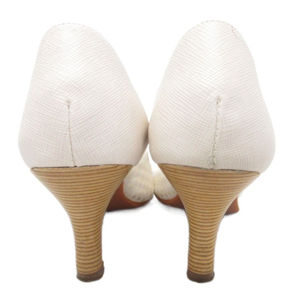 ダイアナ DIANA パンプス ラウンドトゥ ピンヒール ローヒール 23cm 白