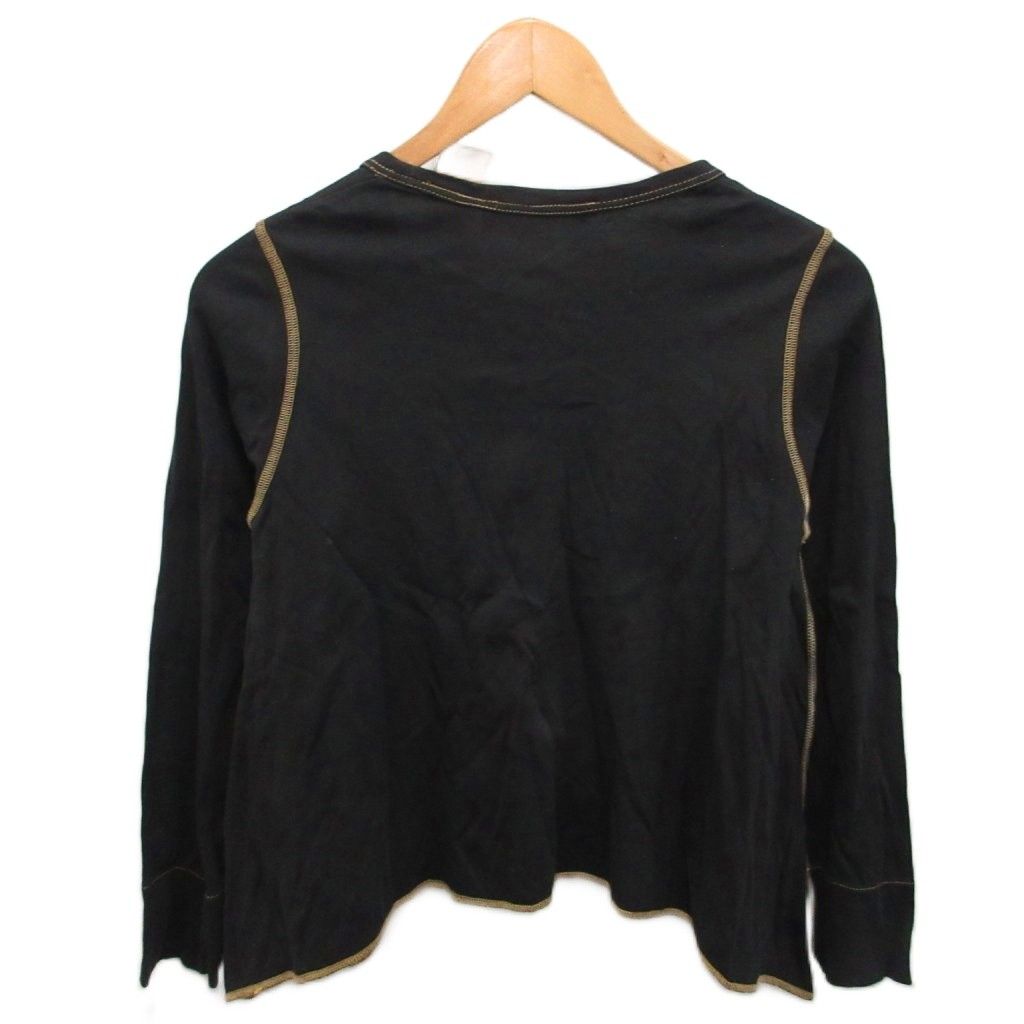 ソニアリキエル SONIA RYKIEL ロンT カットソー Tシャツ 長袖 フレア S 黒 ブラック ■YHS15