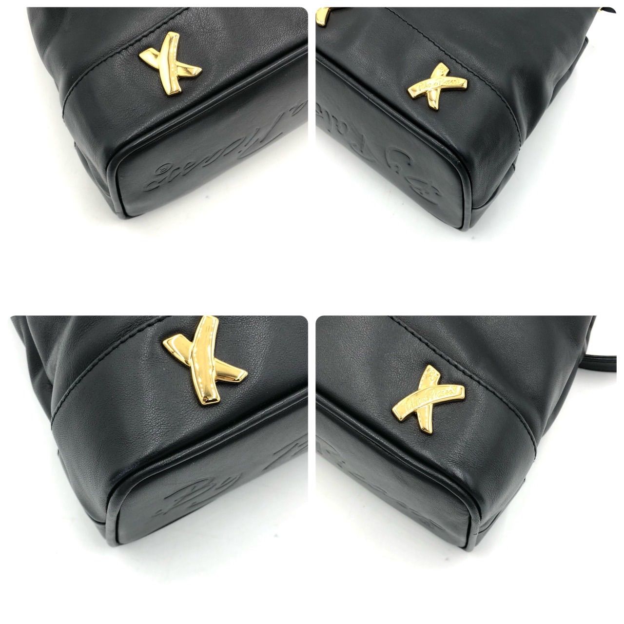 パロマピカソ 2WAY ショルダーバッグ 黒 レザー Xロゴ 金具 