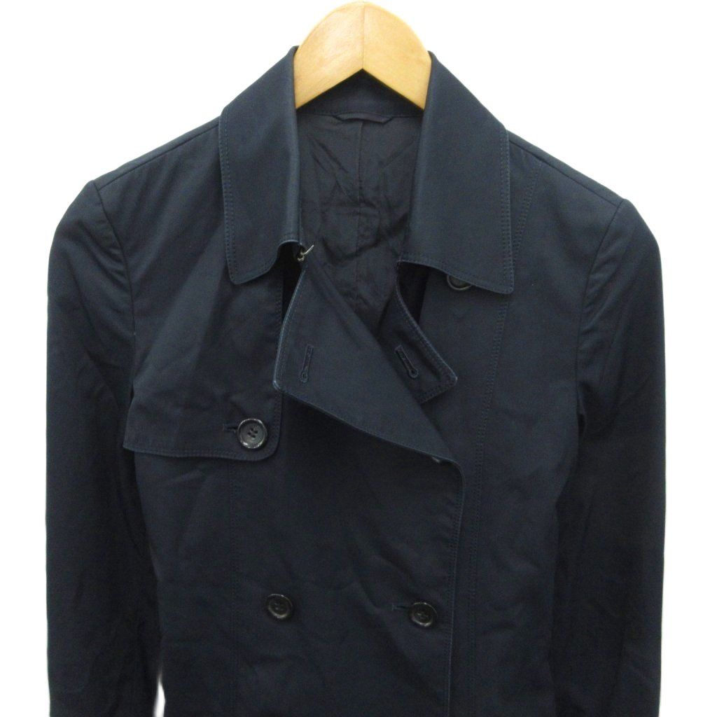 アナイ ANAYI トレンチコート ジャケット ミドル丈 ダブル 紺 ネイビー