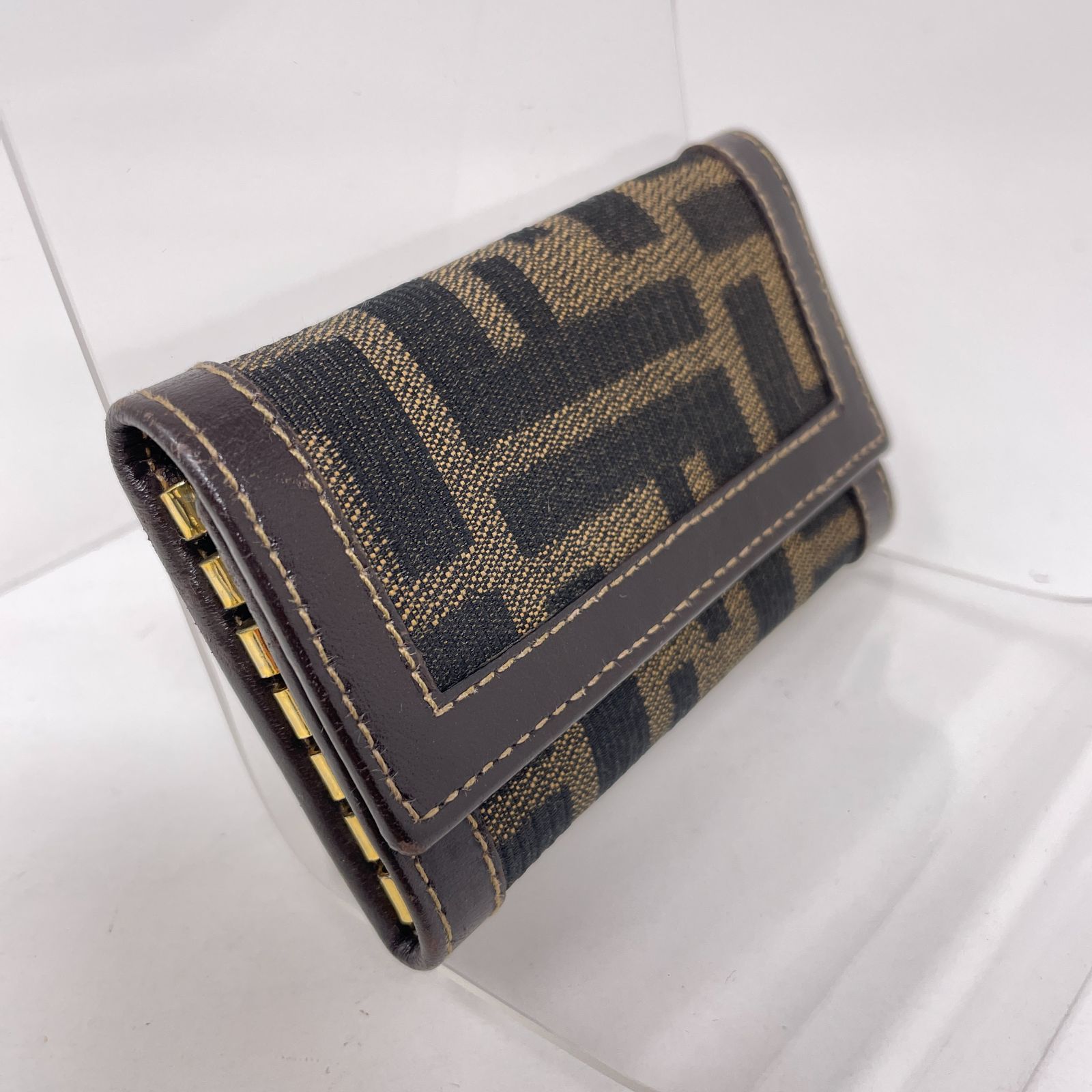 良品】フェンディ FENDI ズッカ柄 キャンバス レザー 6連キーケース