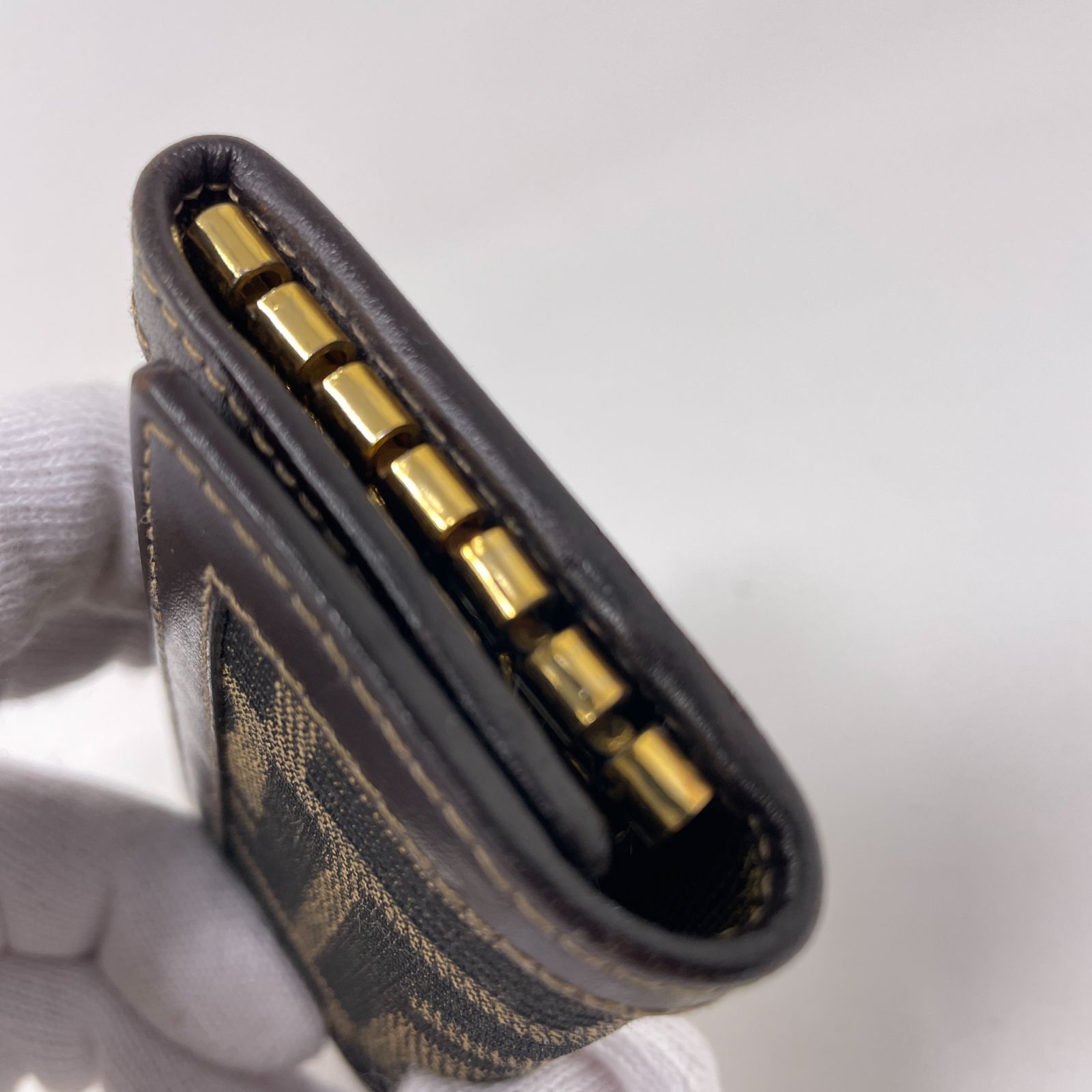 良品】フェンディ FENDI ズッカ柄 キャンバス レザー 6連キーケース