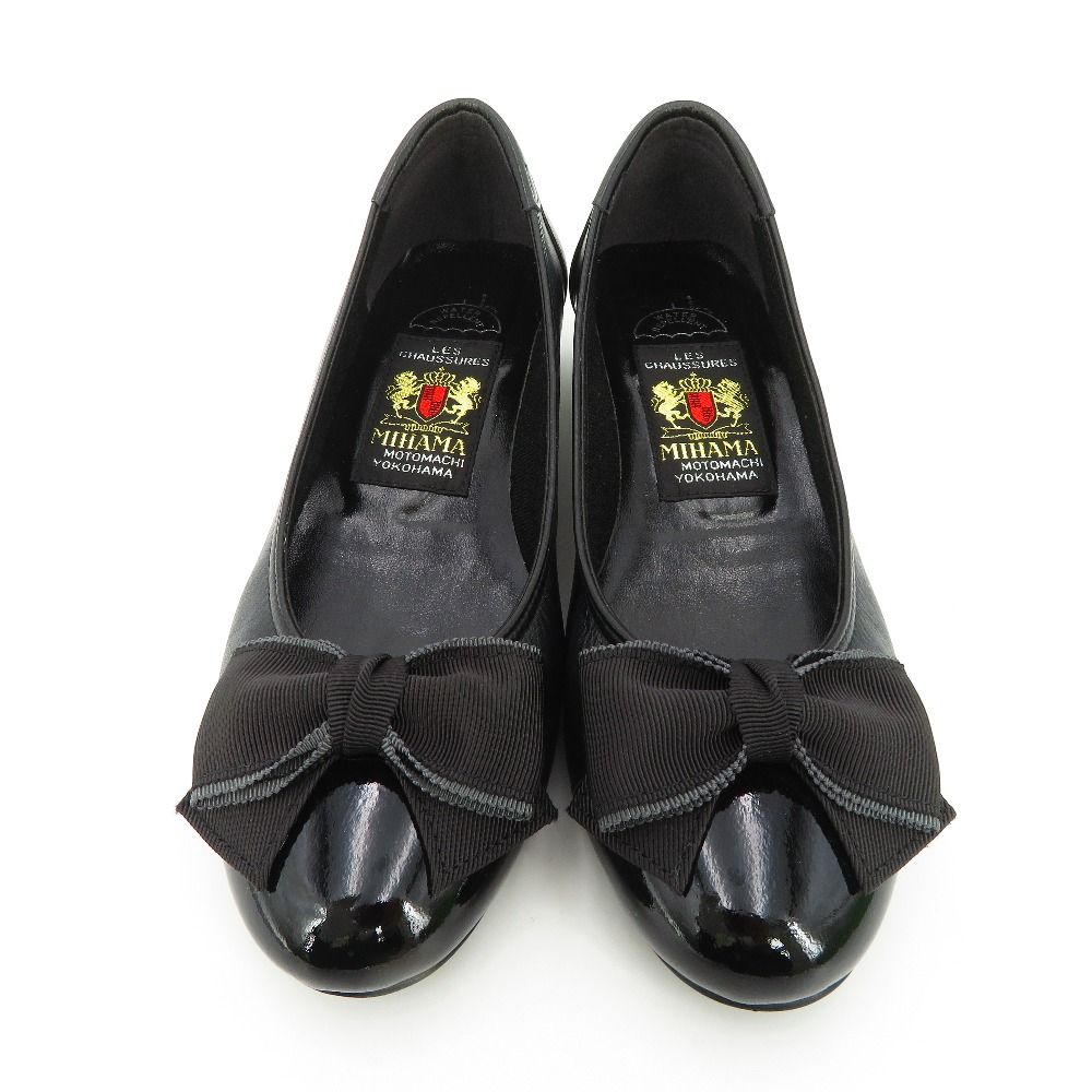 MIHAMA ミハマ パンプス MIHAMA ローヒールパンプス 3B63R リボン 黒