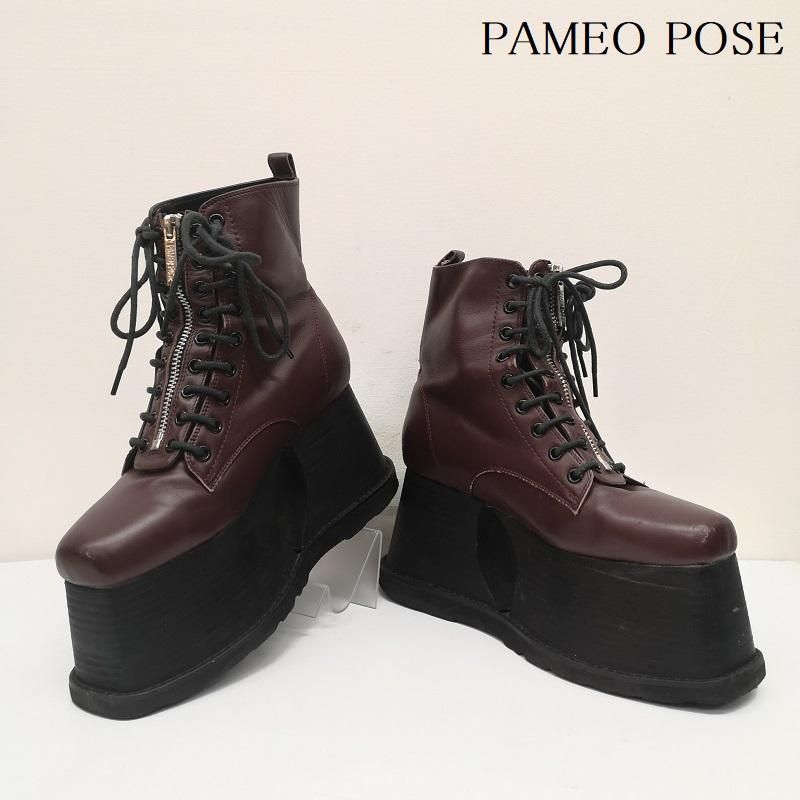 パメオポーズ 厚底 レースアップ シューズ 38 レディース 24.0cm