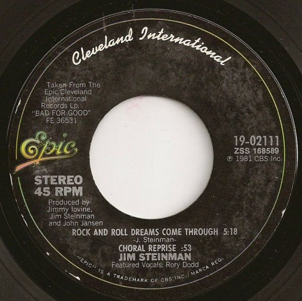 米7” Jim Steinman Rock And Roll Dreams Come Through 1902111 Epic