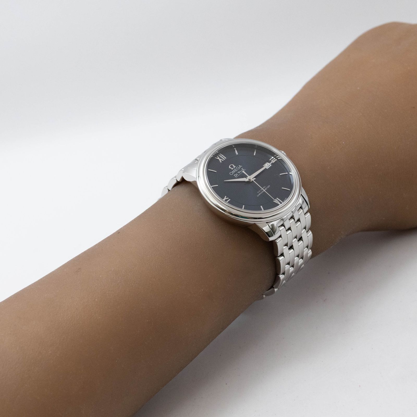  オメガ OMEGA デ ヴィル プレステージ 424 10 37 20 03 001 OMEGA De Ville Prestige 自動巻き 腕時計 メンズ ユニセックス 青 細見え 自動巻き時計 腕時計(アナログ)