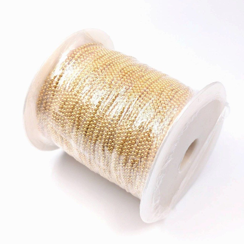 ボールチェーン ロール ゴールド 1本 80m 直径1.5mm ハンドメイド パーツ キーホルダー 基礎パーツ アクセサリー ハンドメイド 接続金具 材料 卸売り ビーズクラブ