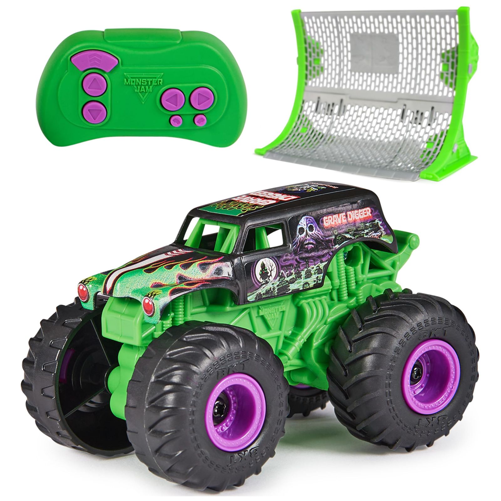 Monster Jam、公式墓掘りリモコンモンスタートラック、スロープ付き、1