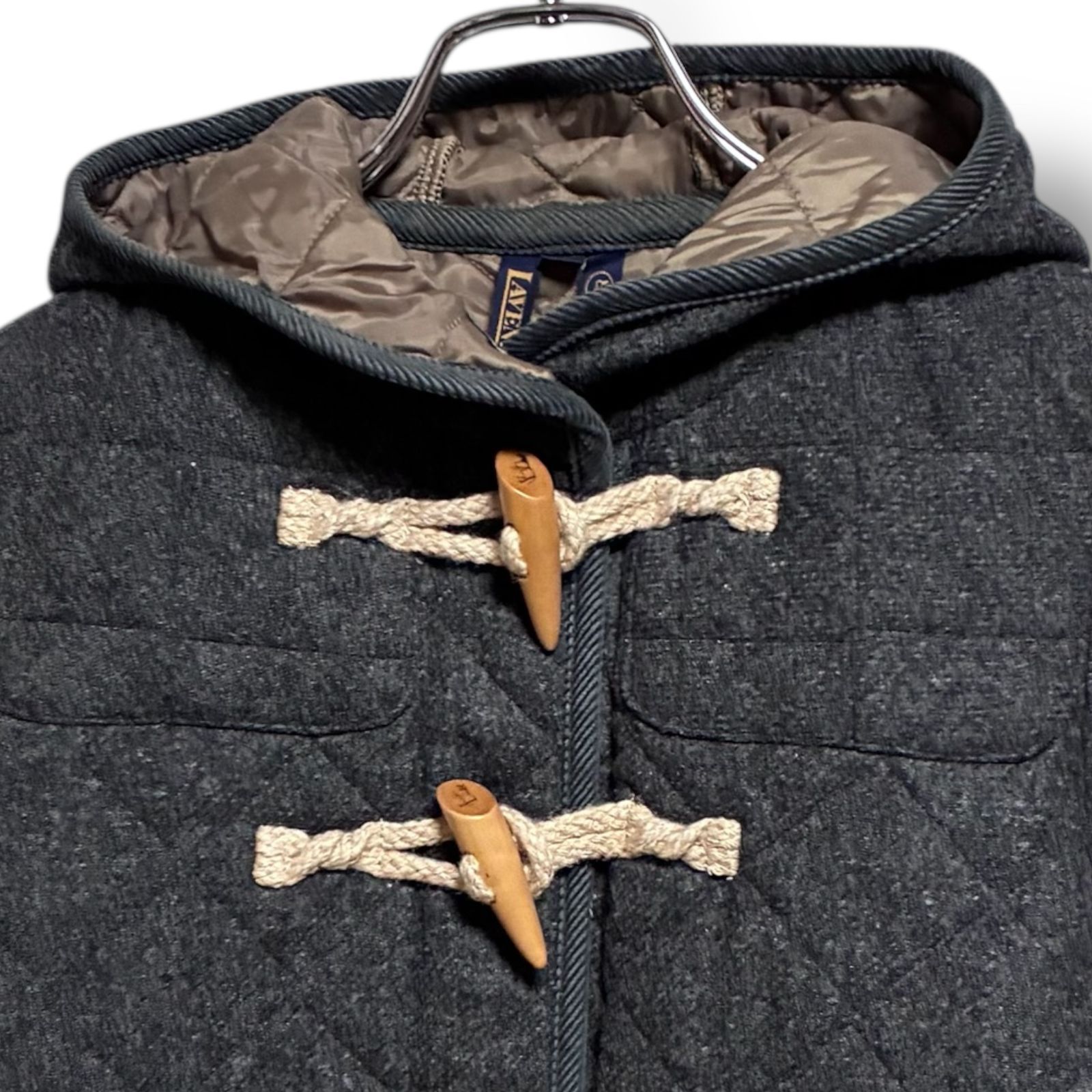 LAVENHAM ラベンハム グレー キルティングコート ダッフル フード付