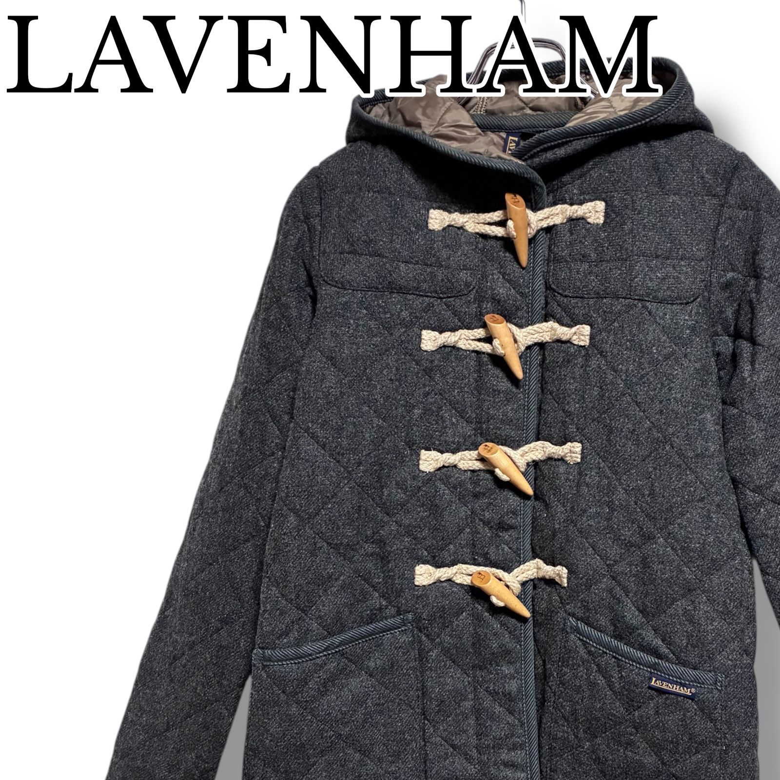 LAVENHAM ラベンハム グレー キルティングコート ダッフル フード付
