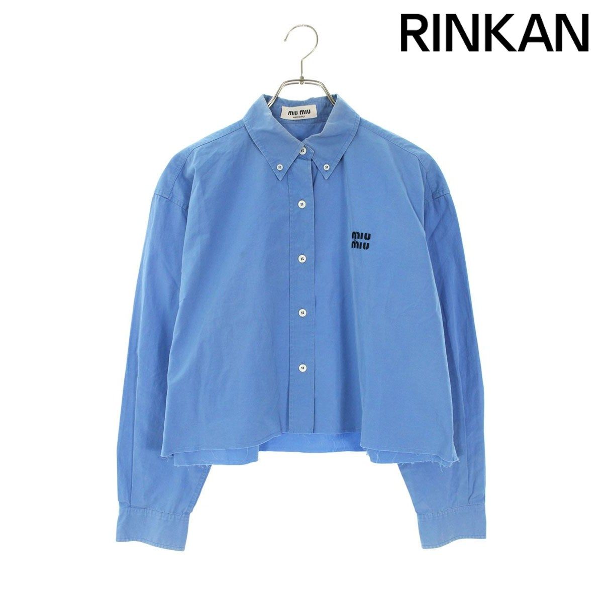 ミュウミュウ MK1659 ロゴ刺繍クロップド長袖シャツ レディース 38