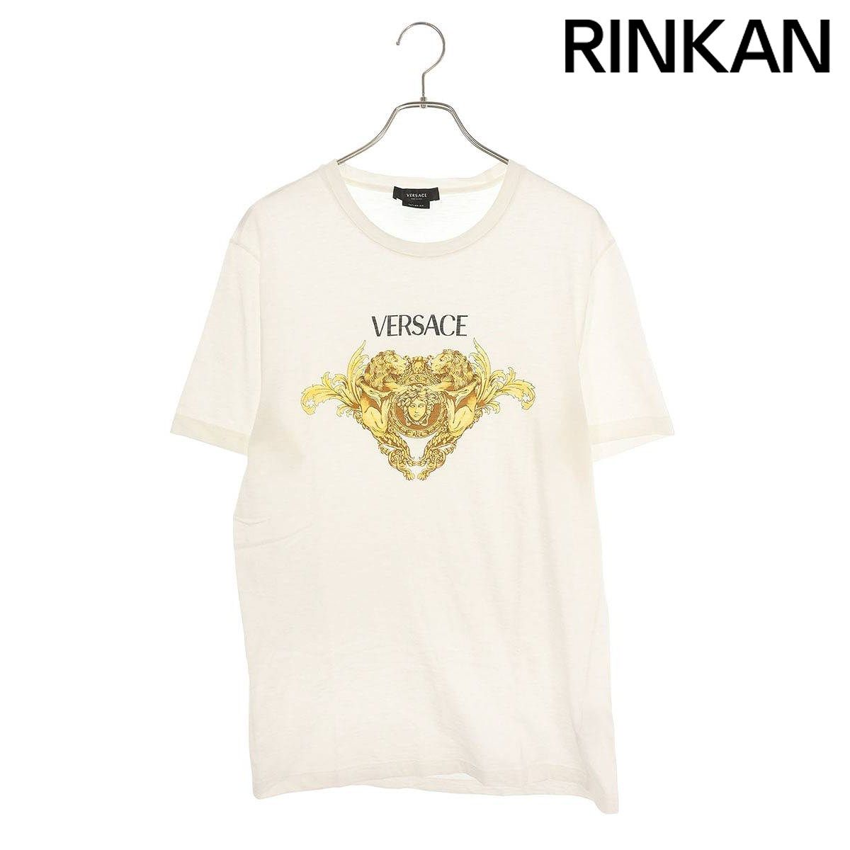 VERSACE ヴェルサーチLサイズ ロゴTクルーネック 半袖 Tシャツ 刺繍 