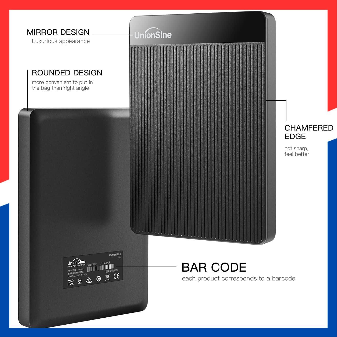 在庫処分】UnionSine 1TB 外付けハードディスク超薄型外付けHDD