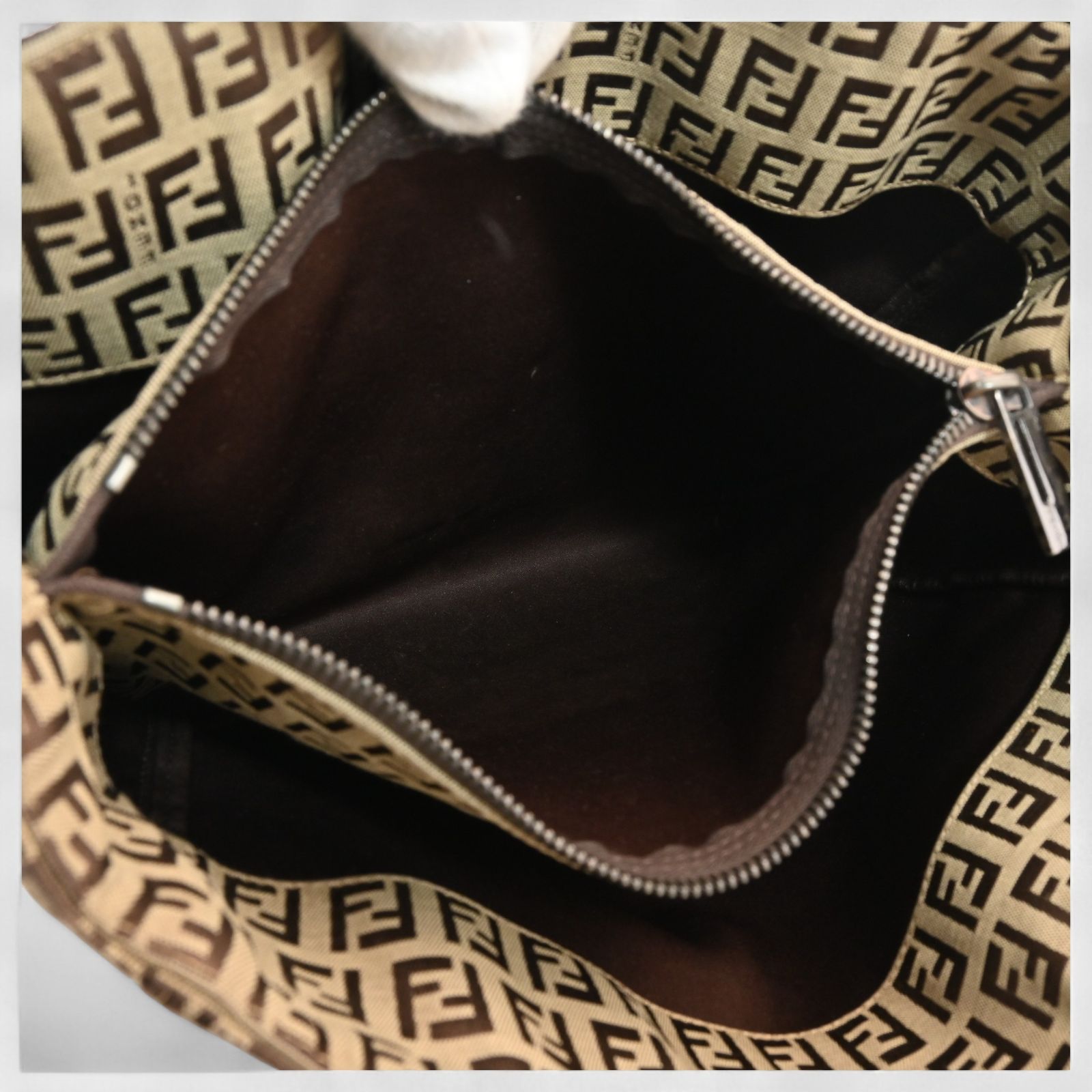 フェンディ ズッキーノ ハンドバッグ キャンバス Bランク fe2626gg  