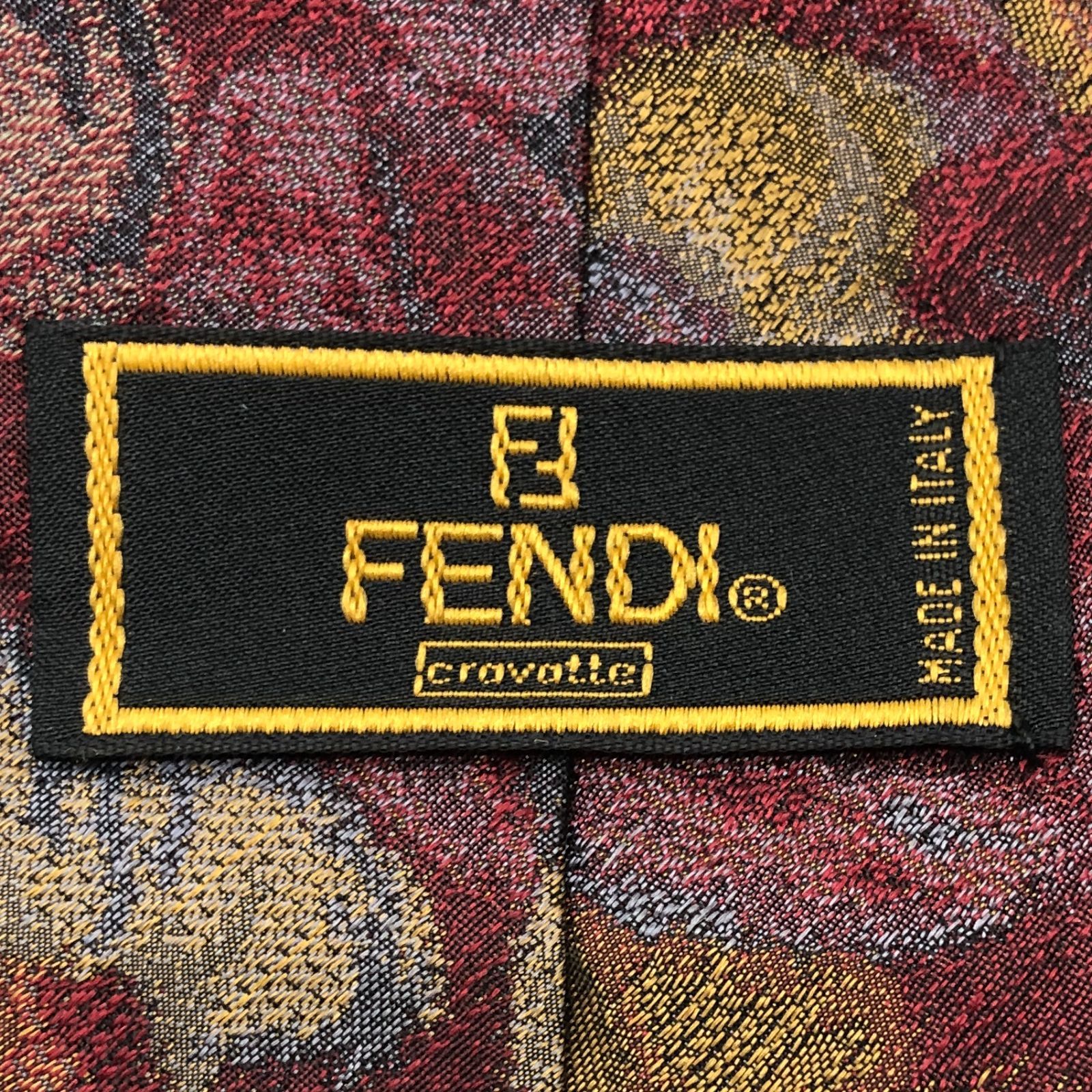 FENDI ネクタイ シルク 絹 花柄 ハンドメイド レッド 赤系 フェンディ