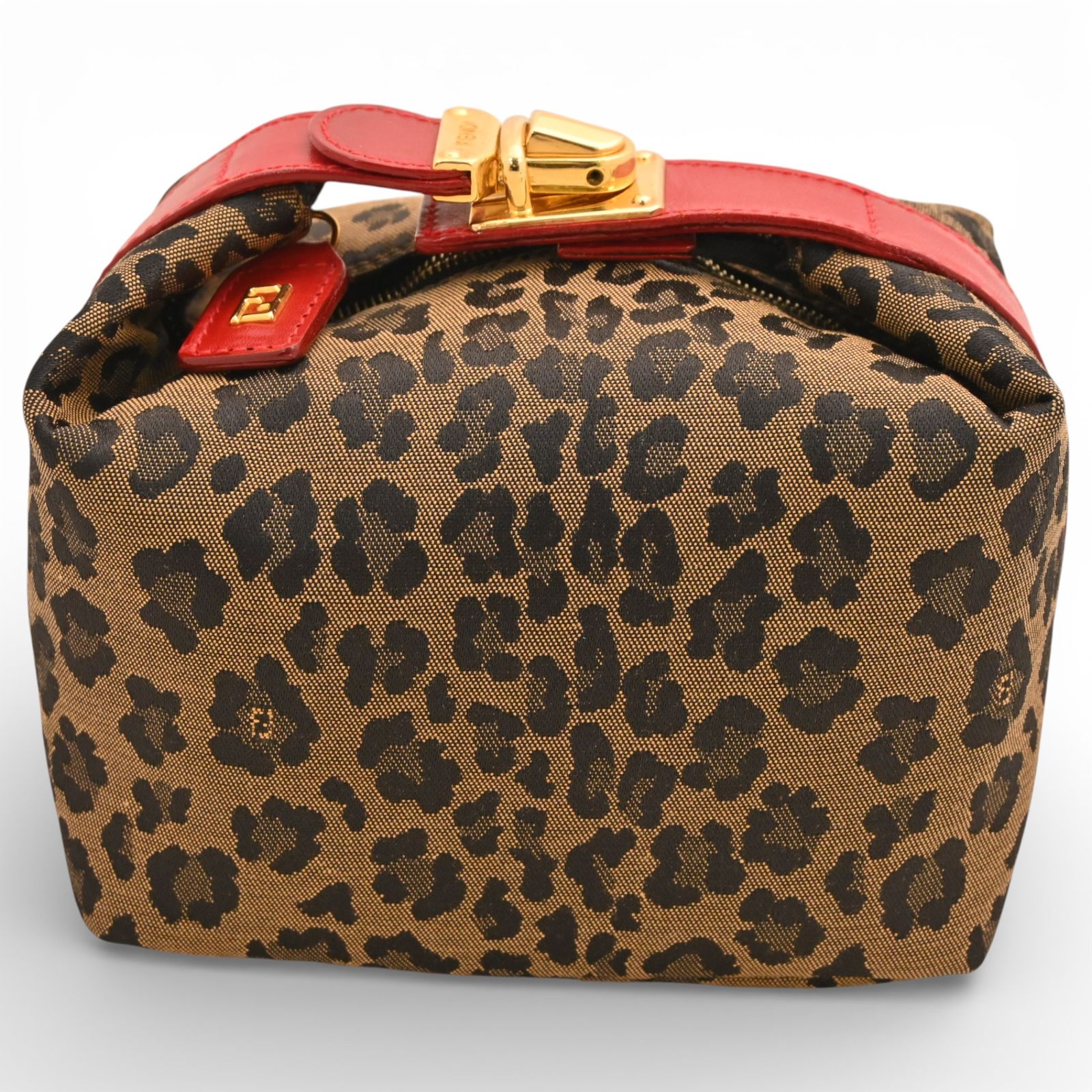 フェンディ レオパード メイクポーチ ハンドバッグ Bランク fe9735cc