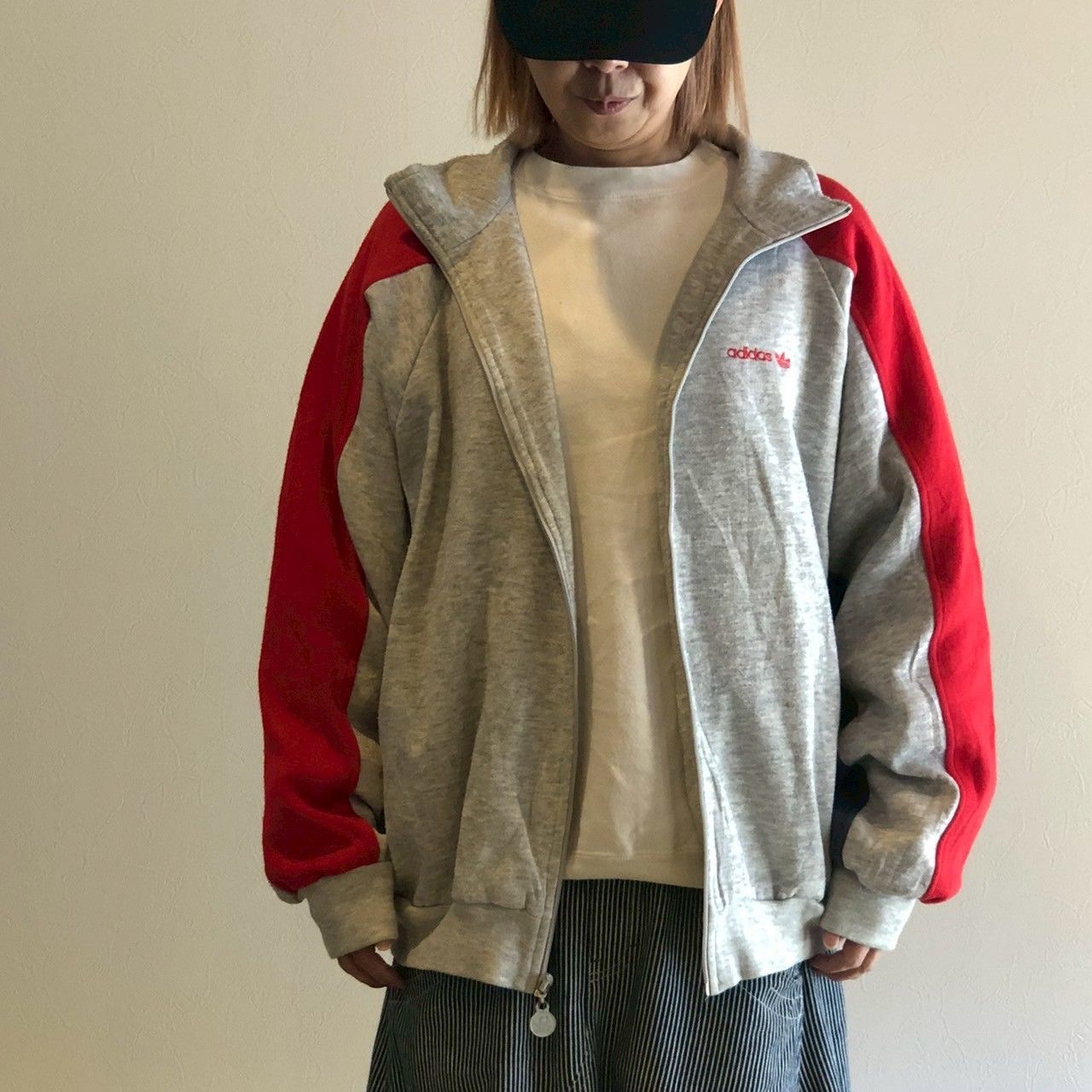 80s 銀タグ adidas アディダス トレフォイルロゴ スウェットジップ 