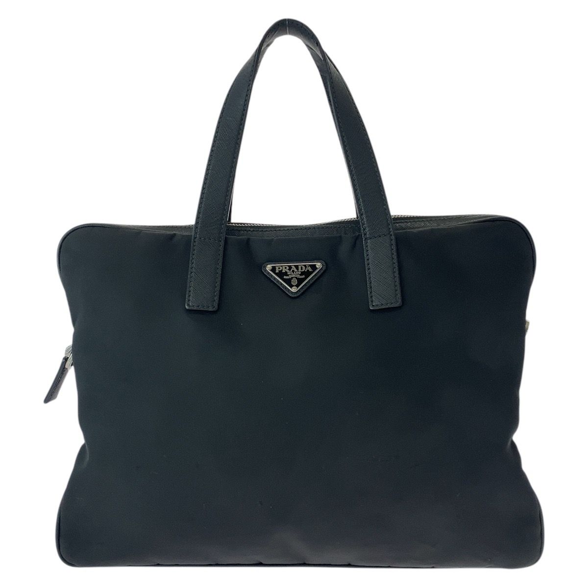 PRADA プラダ テスート 三角ロゴプレート ブラック 黒 シルバー金具