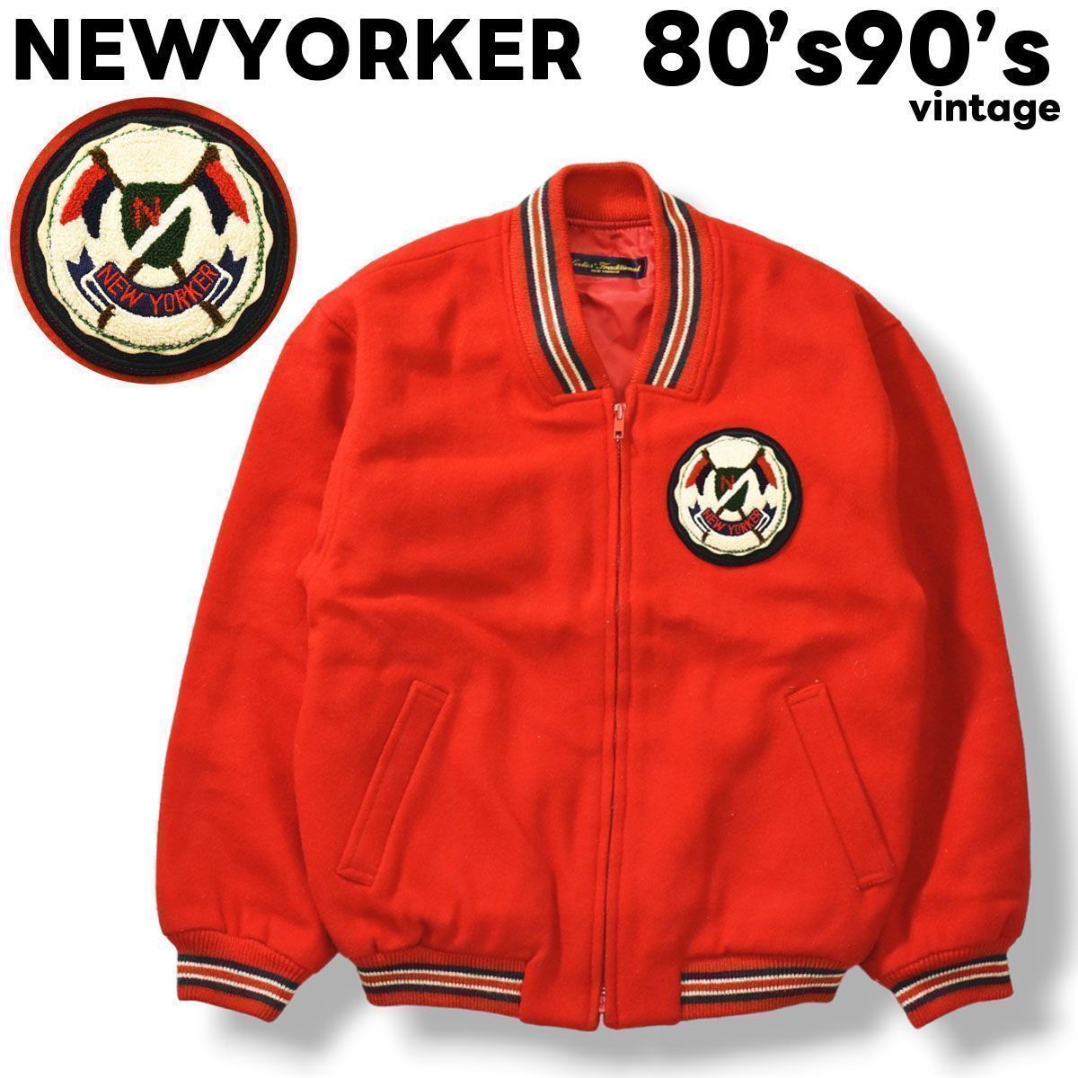 80s90s 日本製 ニューヨーカー NEWYORKER スタジャン レッド - メルカリ