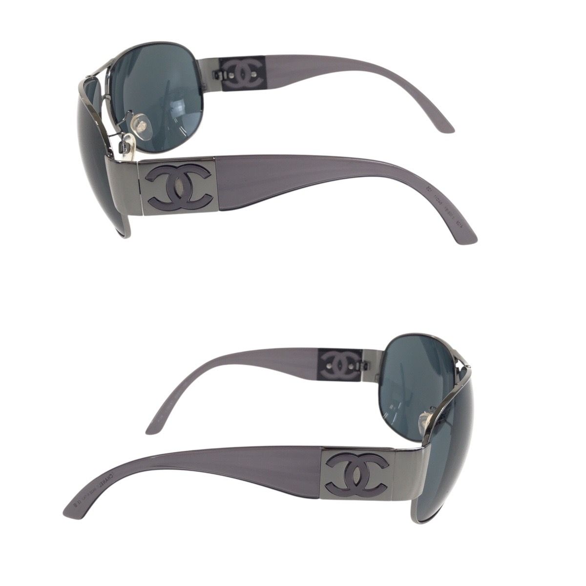 CHANEL ココマーク グレー サングラス　縁無し 美品 CHANEL シャネル ココマーク グレー プラスチック/メタル 4128 c