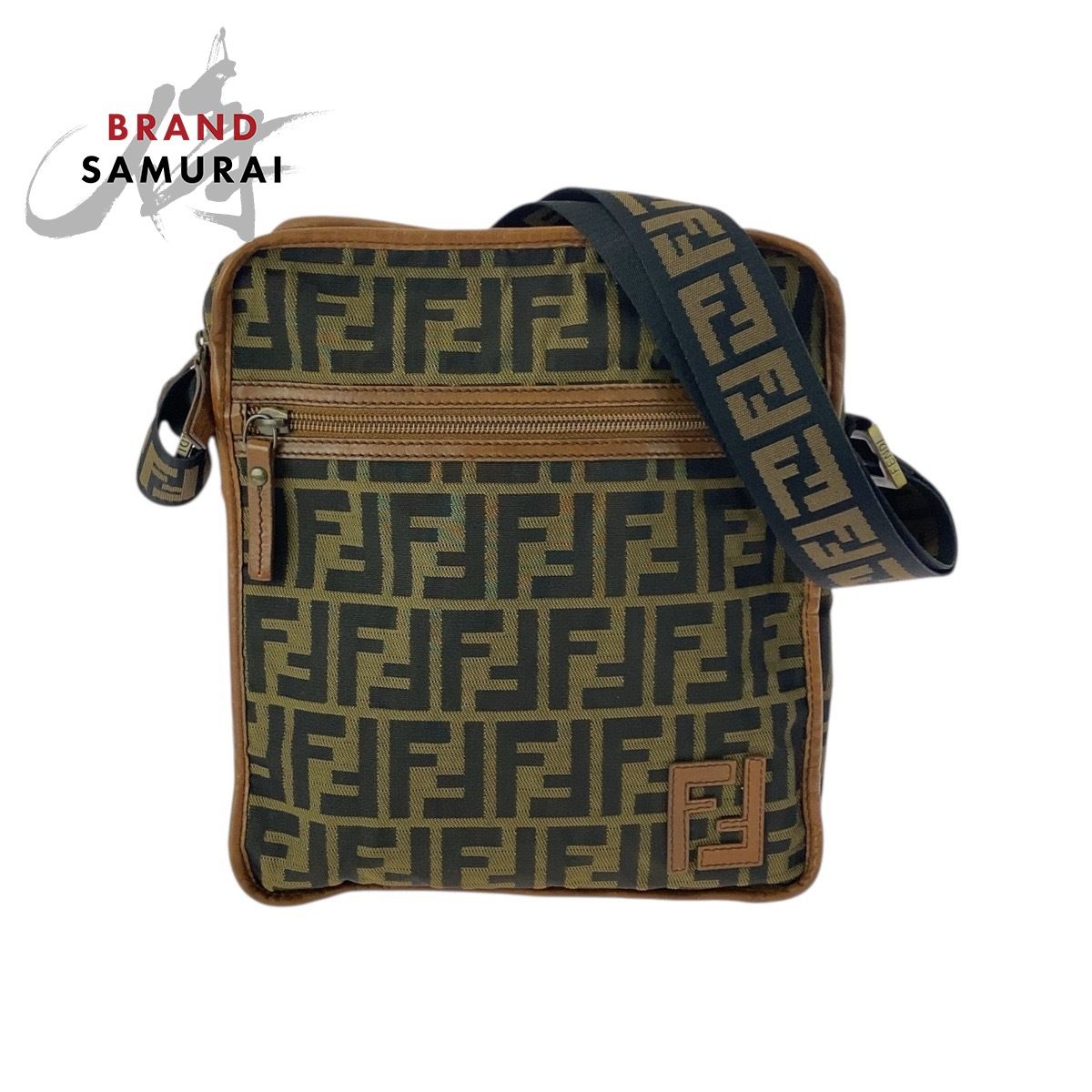 美品 FENDI フェンディ ズッカ ブラウン ベージュ ゴールド金具