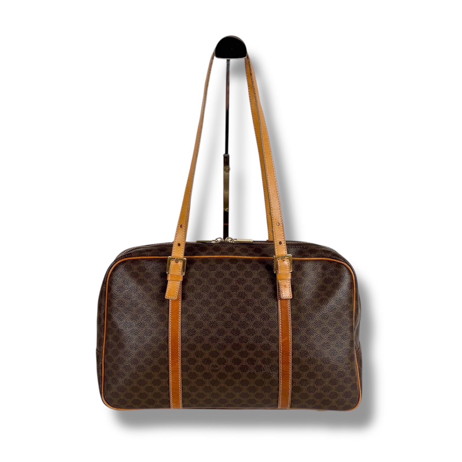 Celine CELINE Macadam pattern bowling bag shoulder bag brown vintage